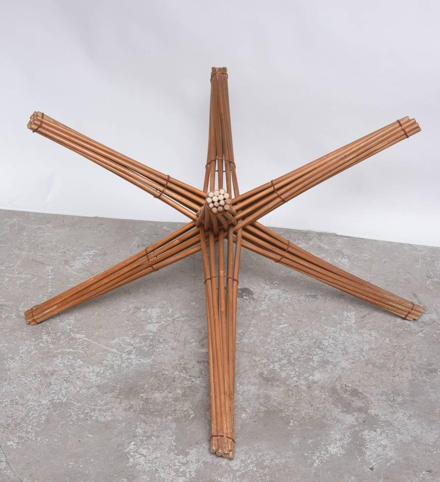 20th Century Mid-Century Modern Starburst McGuire Attributed Wood / Glass Table For Sale