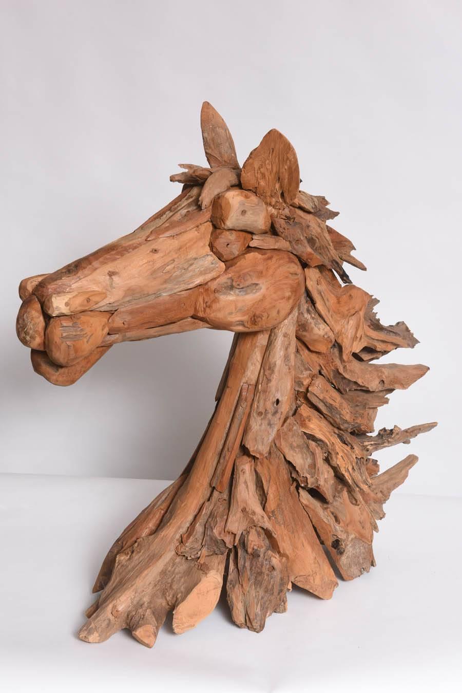 American 20th Century Large Modern Driftwood Horse Sculpture For Sale