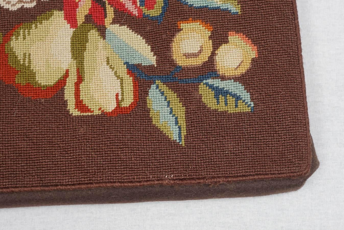 American Mounted Handmad Needlepoint, Large Floral Arrangement For Sale