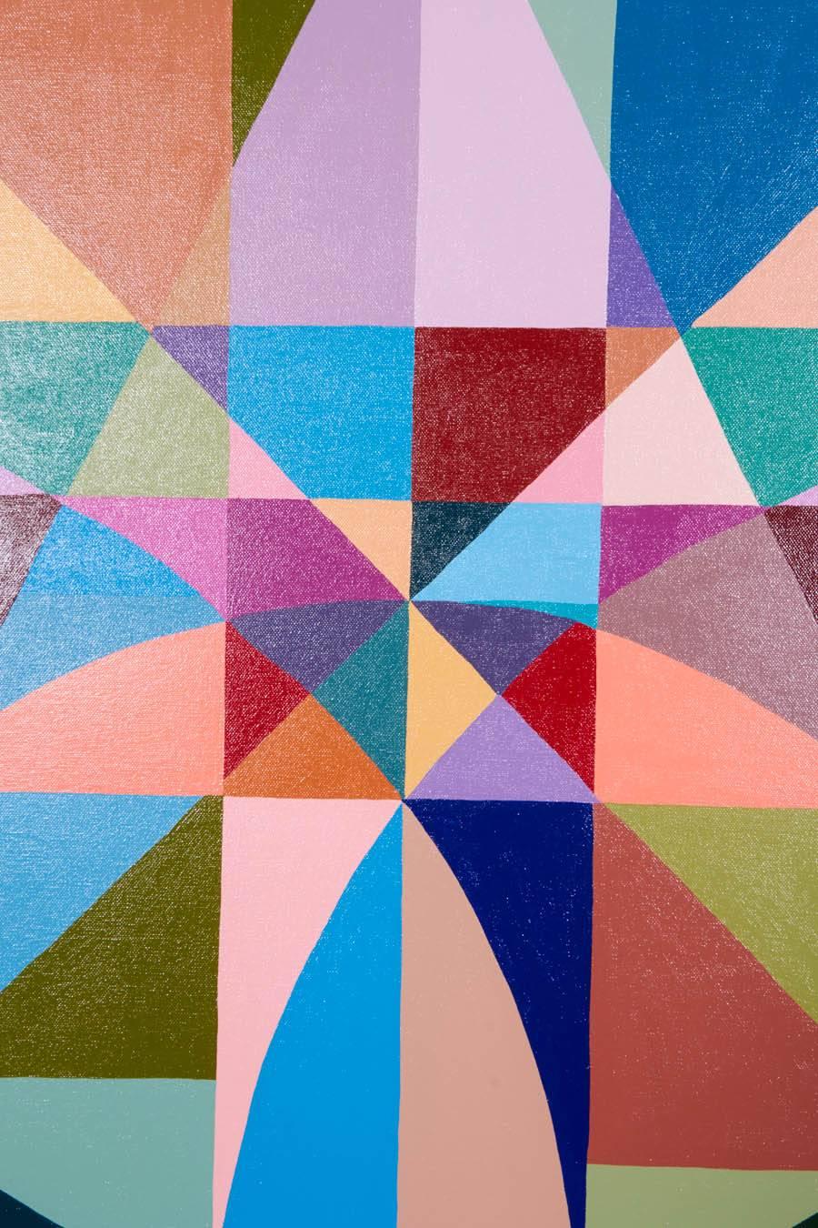 Las Venus is excited to be collaborating with Rome based artist C. Finley. This is one of two paintings shown exclusively in our showroom and is a fine example of her expression. Finley is known for her elaborate geometric paintings, skillful use of