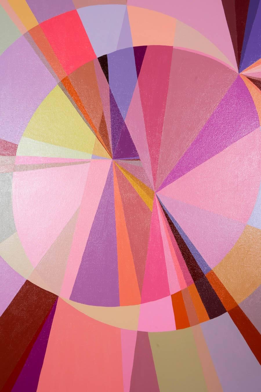 Las Venus is excited to be collaborating with Rome based artist C. Finley. This is one of two paintings shown exclusively in our showroom and is a fine example of her expression. Finley is known for her elaborate geometric paintings, skillful use of