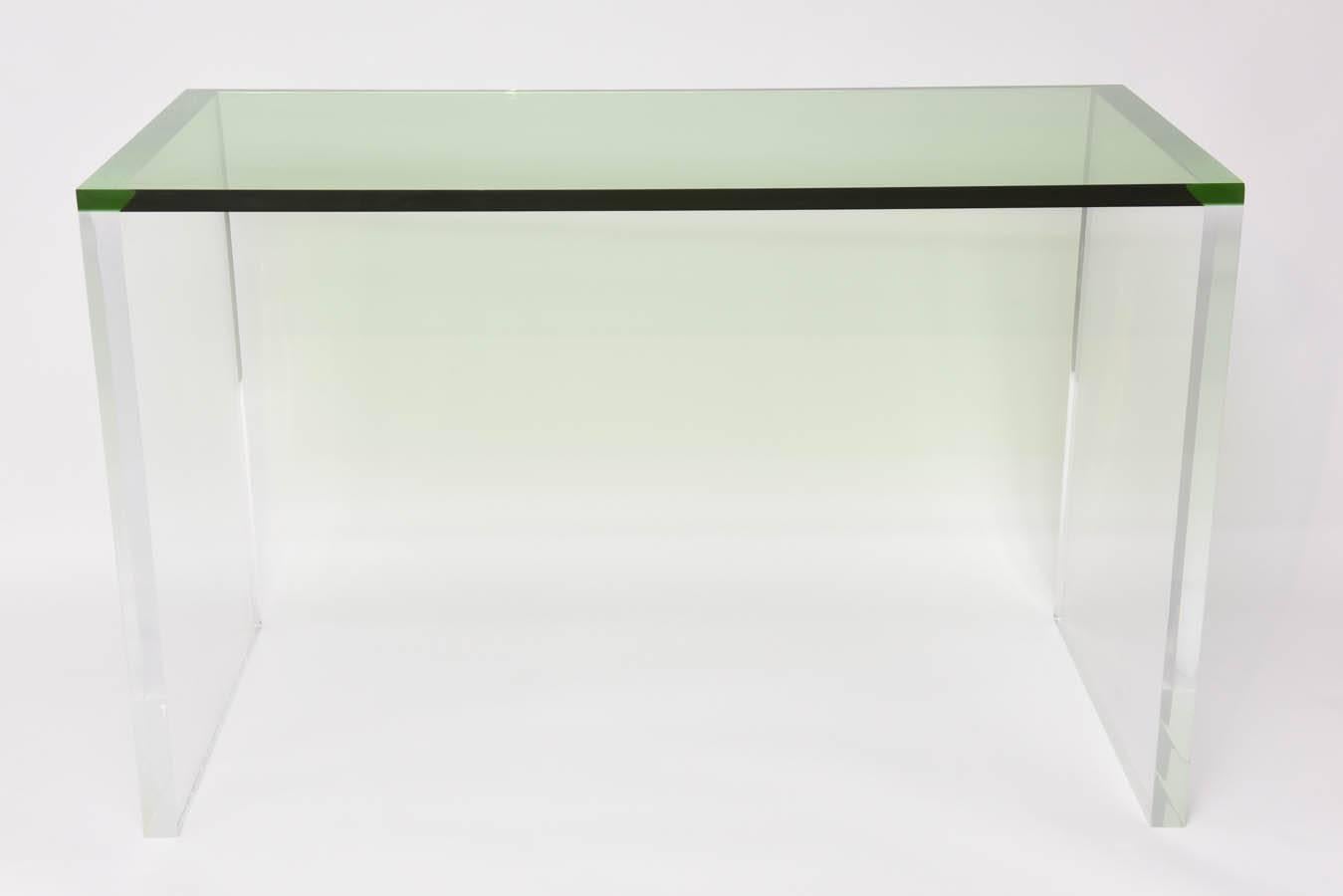 Two-Toned Acrylic Desk in Green and Clear In Excellent Condition In East Hampton, NY