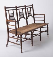 Rare and Fine Mahogany Settee in the Sussex Style of William Morris