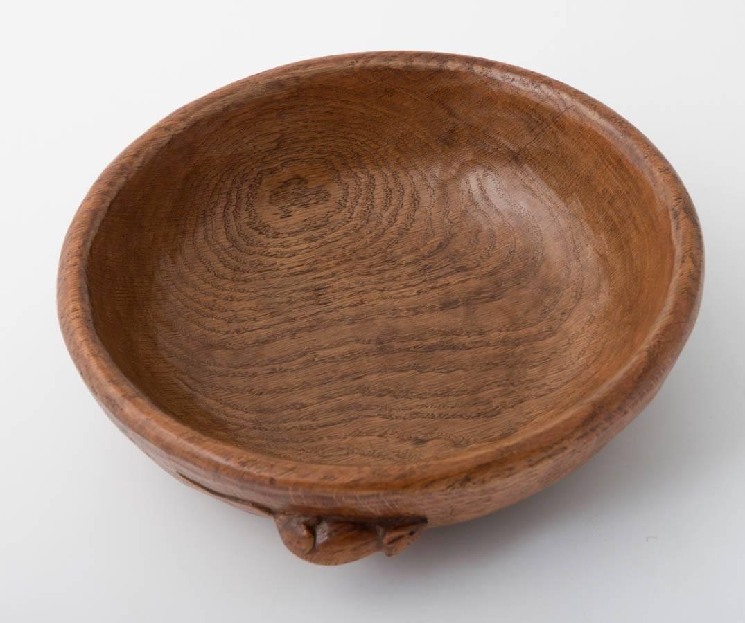 English Robert Mouseman Thompson carved oak fruit bowl, England circa 1960