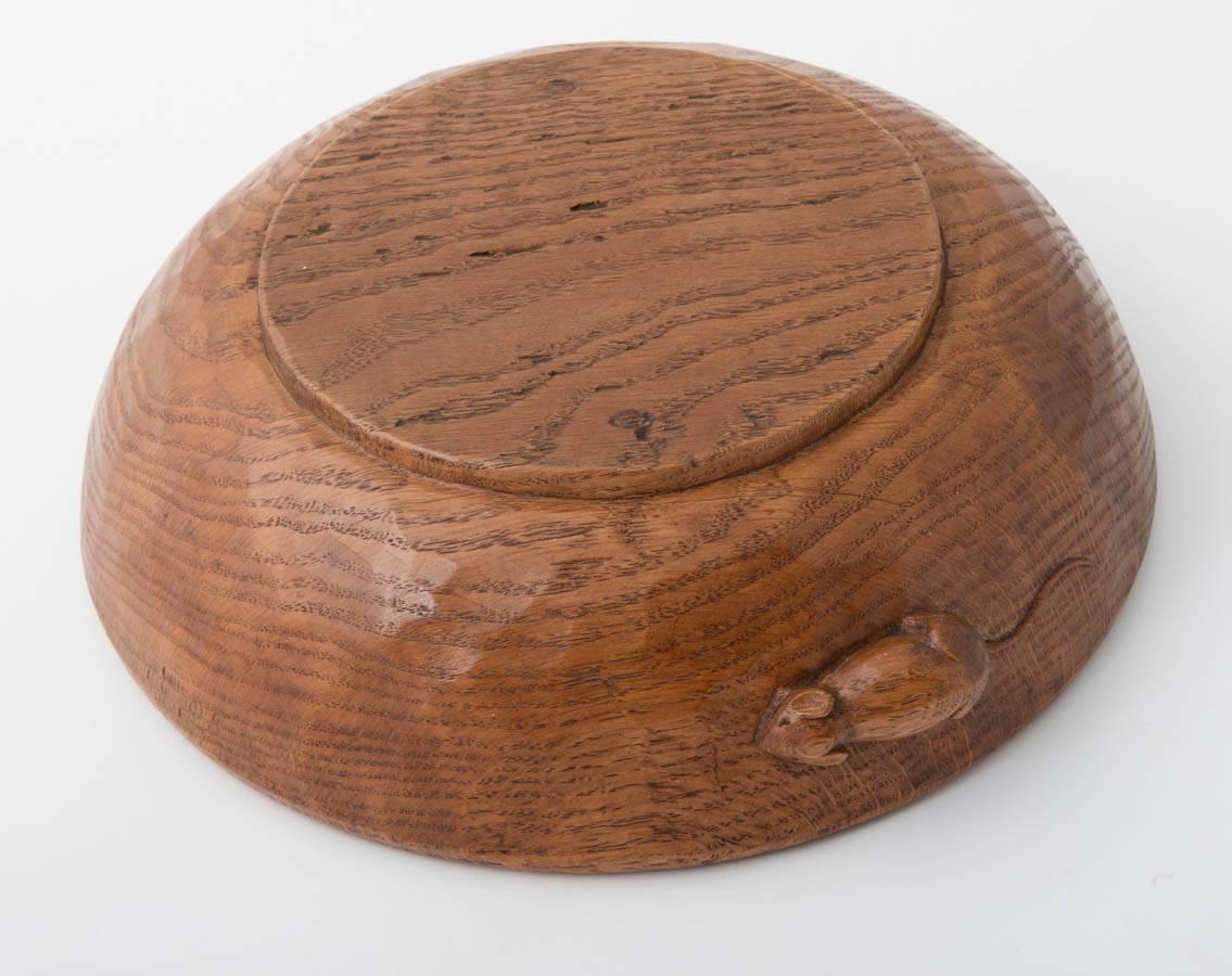 Carved Robert Mouseman Thompson carved oak fruit bowl, England circa 1960