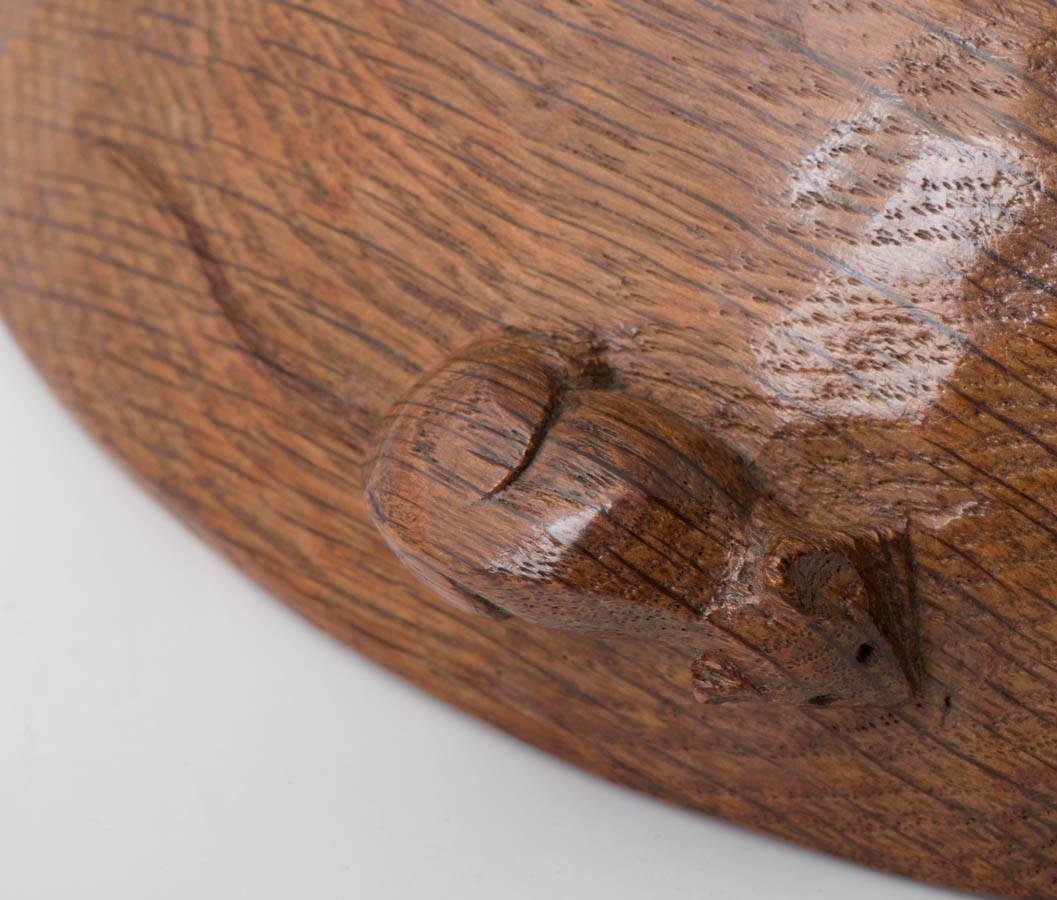 Carved Robert Mouseman Thompson carved oak fruit bowl, England circa 1950 