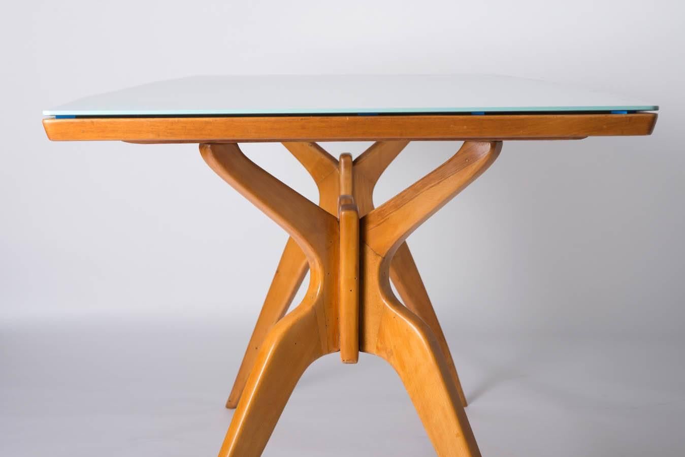 Center table with glass top in the Style of Campo and Graffi, Italy circa 1950 For Sale 1