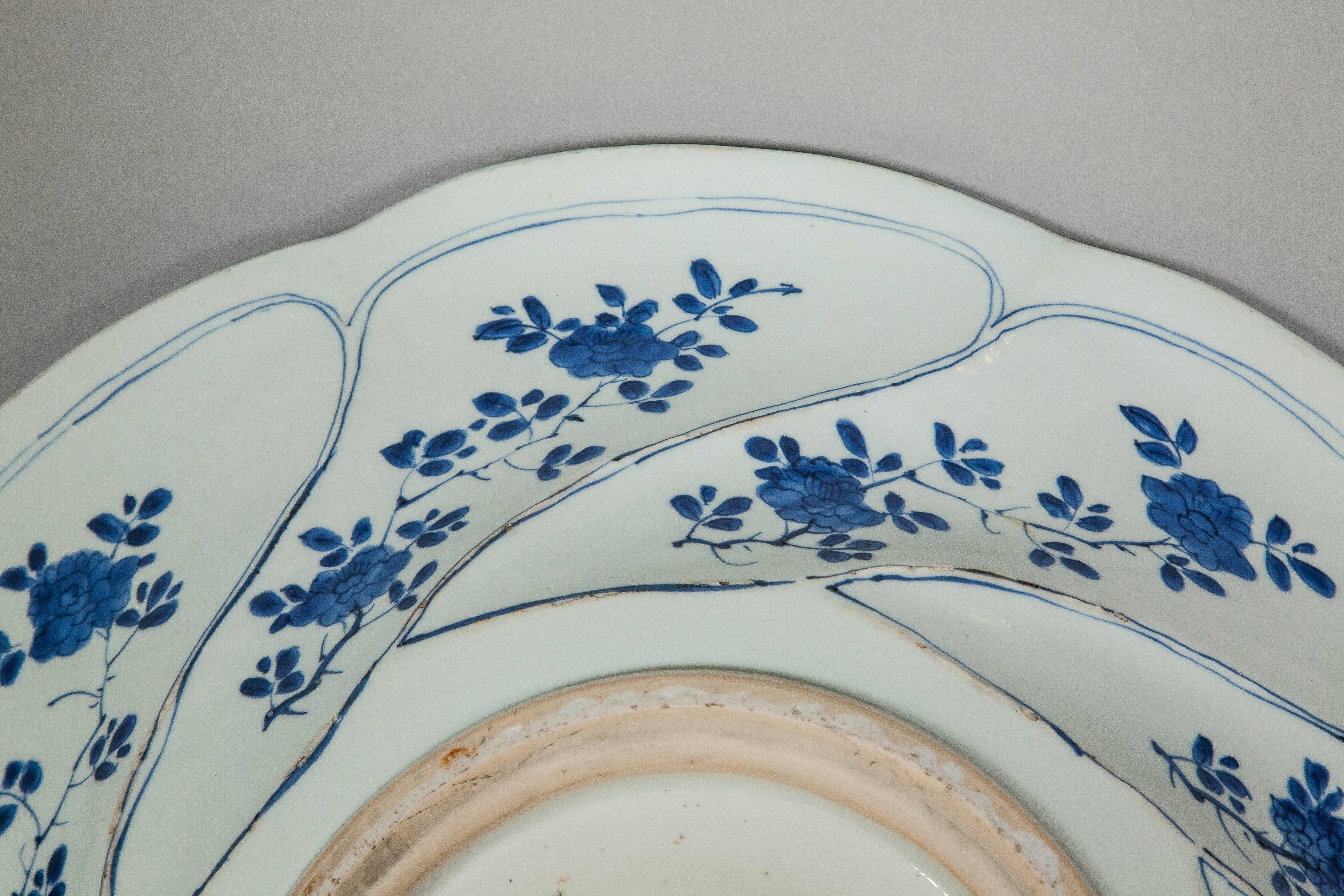 Rare Pair of Large 18th Century Kangxi Period Chinese Blue and White Chargers 1