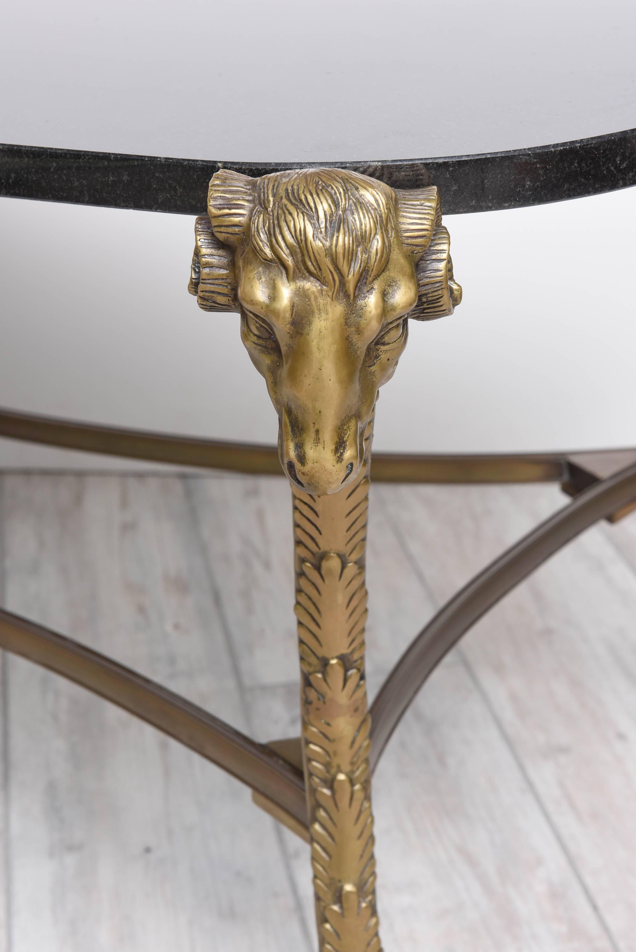 French Bronze Ram's Head and Hoofed Foot Coffee Table