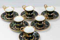 Tiffany Black Shoulders Demitasse Cups and Saucers