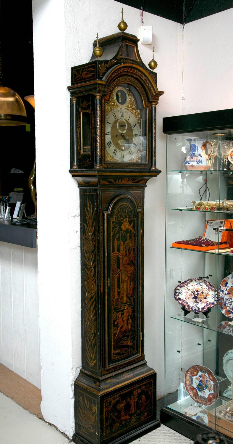 Black Chinoiserie Grandfather Clock For Sale at 1stdibs