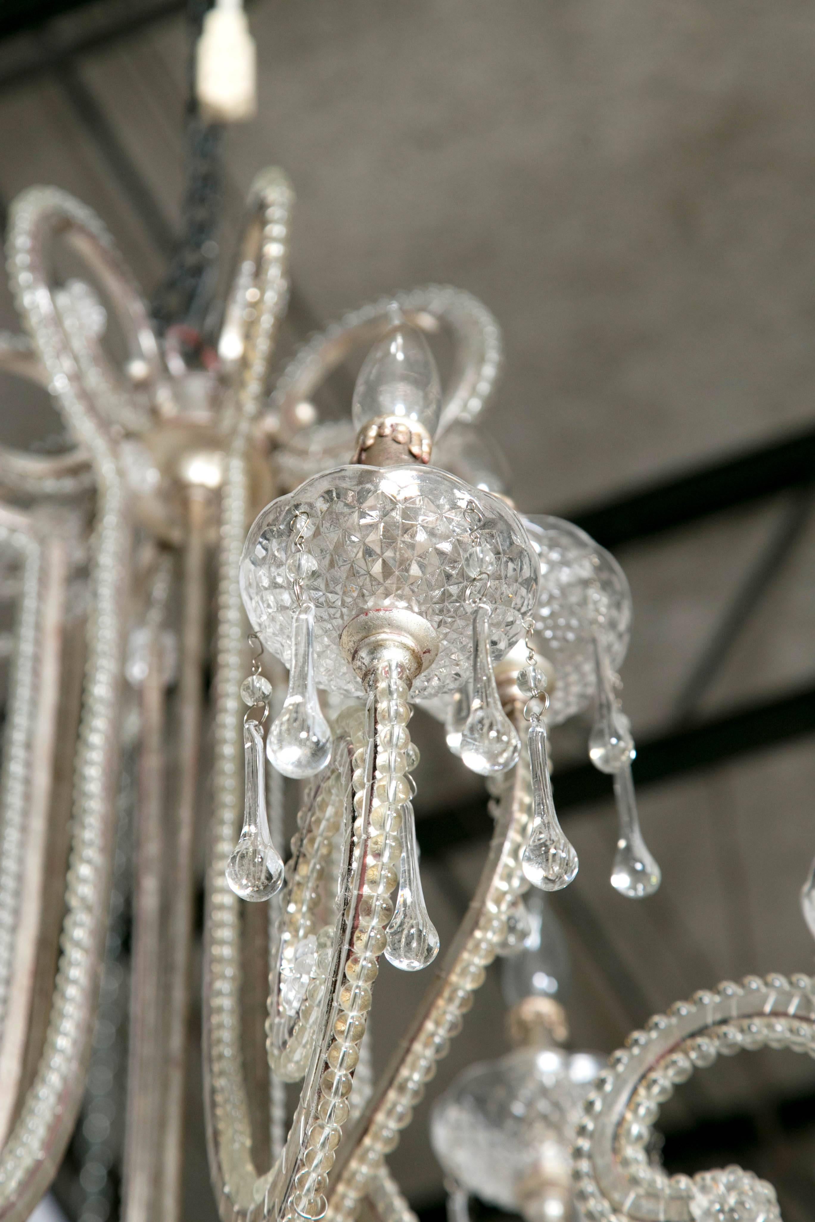 Twelve-Light Beaded Chandelier  In Excellent Condition In Stamford, CT