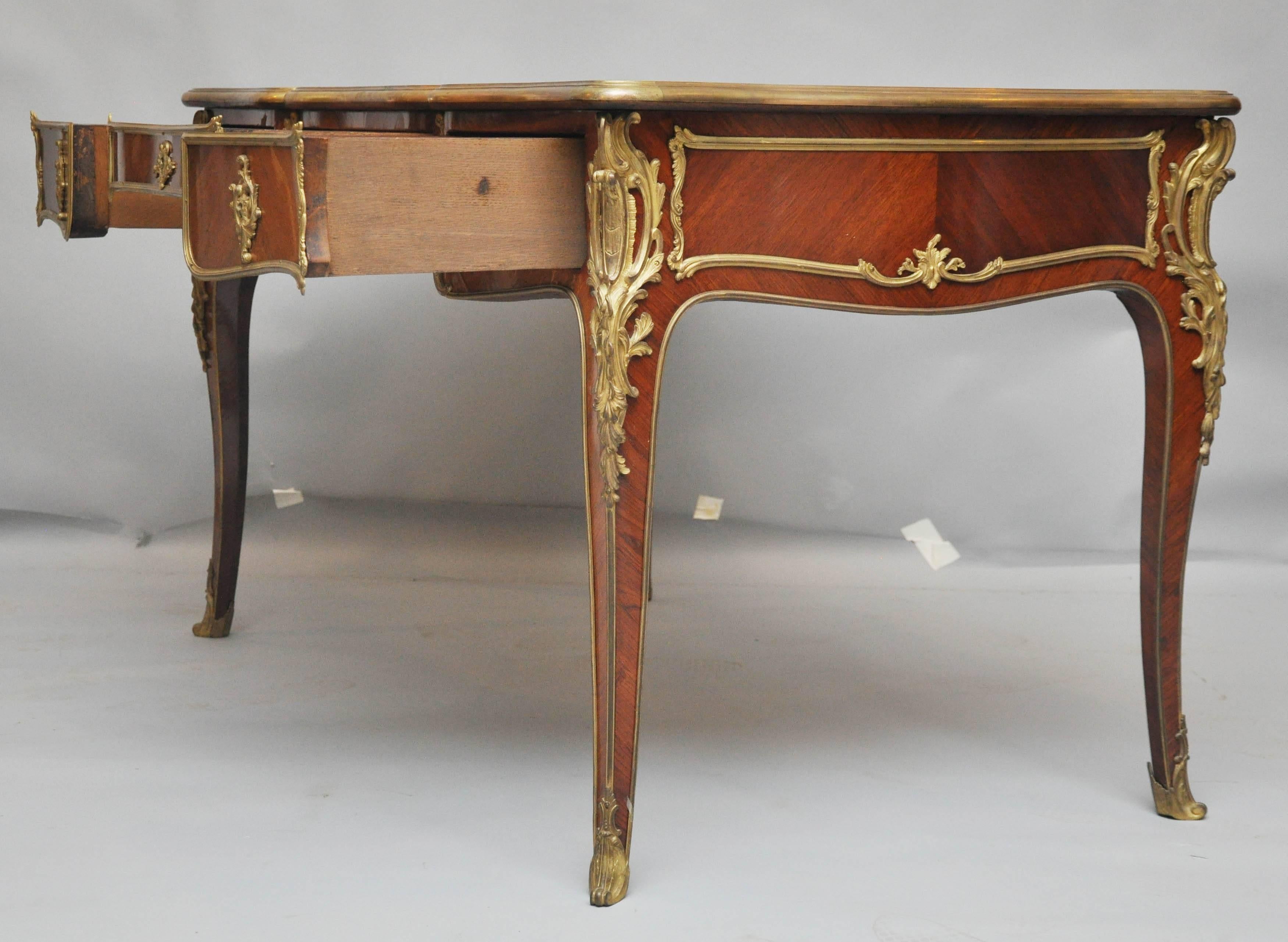 19th Century Rococo Style Bureau Plat with Gilt Bronze Mounts, France, 1880 For Sale