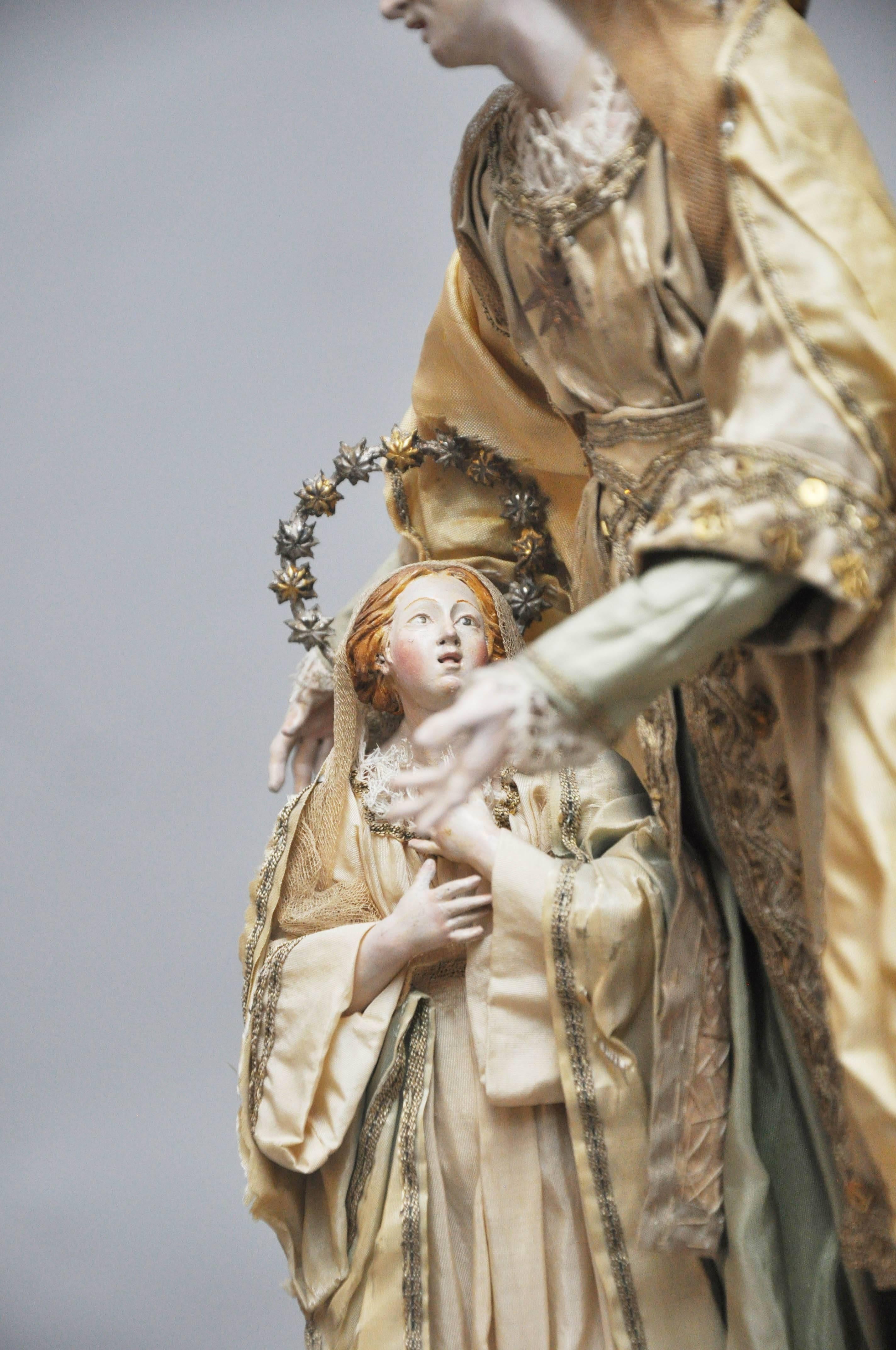 18th Century Style Anne with Young Virgin Mary Carved Gesso Statue For Sale 1
