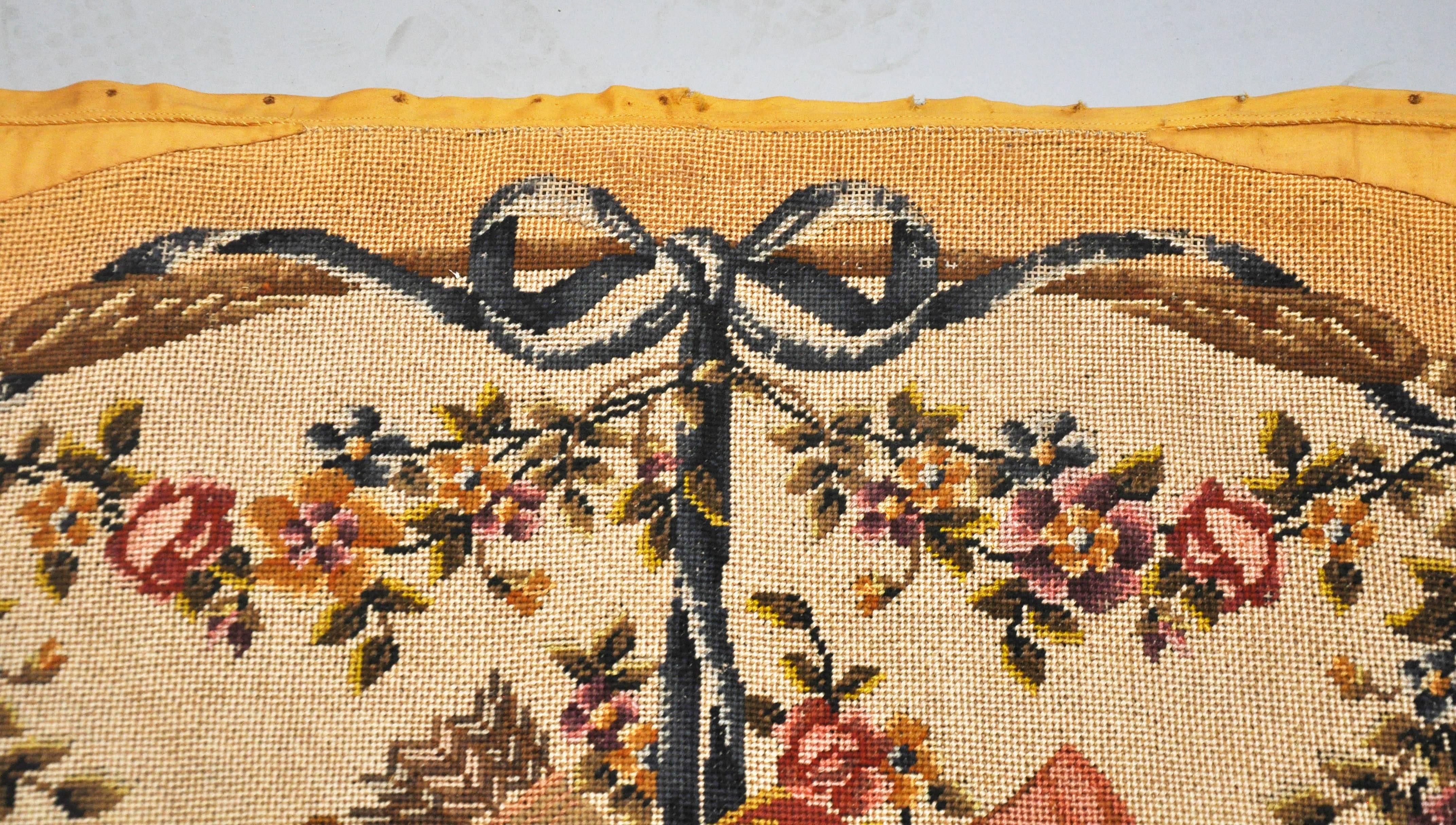 French Set of 4 Neoclassical Savonnière Lambrequin Needlepoint Panels, Paris, 1860 For Sale