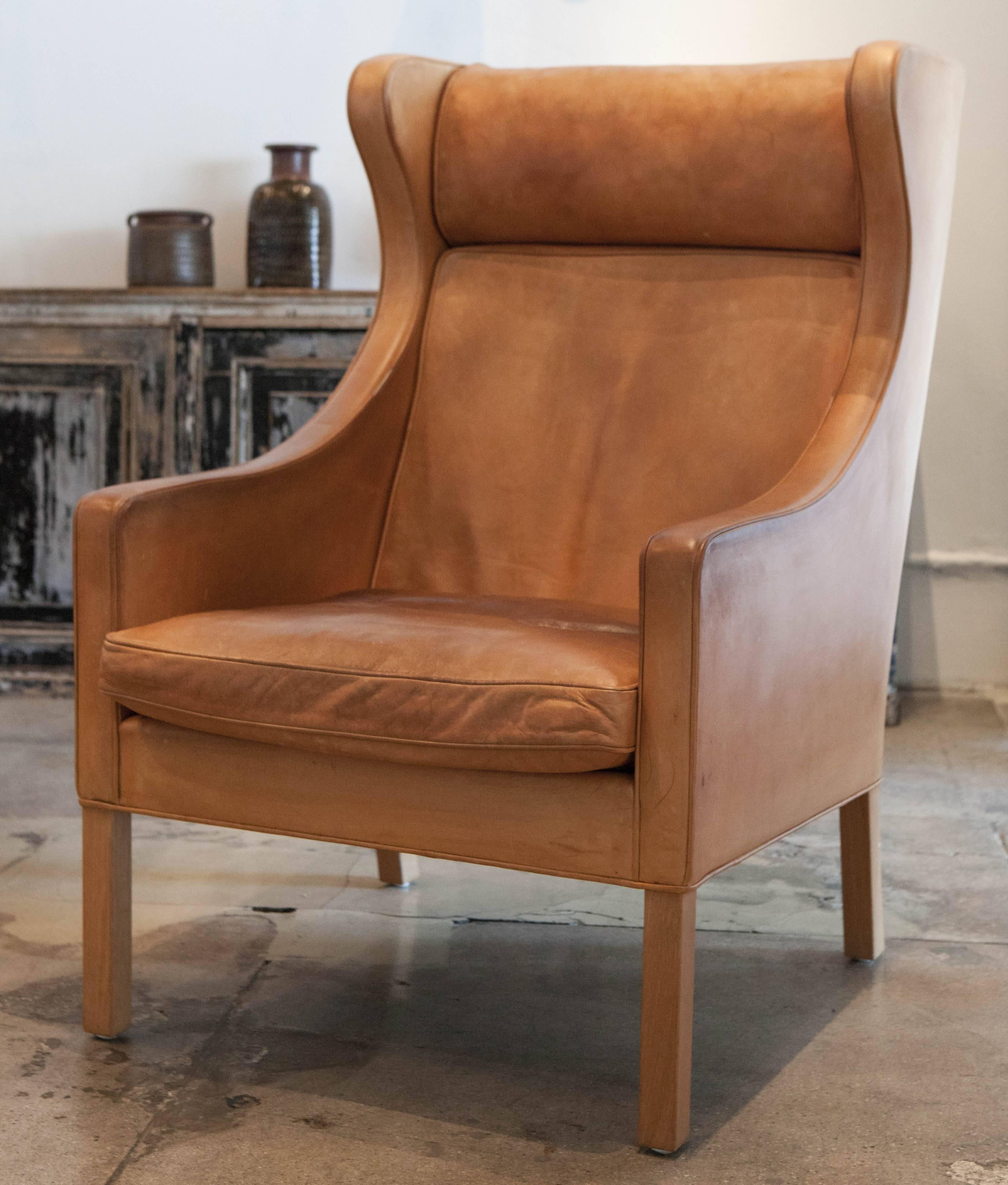 Børge Mogensen Wing Chair and Ottoman, Denmark, 1969 In Good Condition In Los Angeles, CA