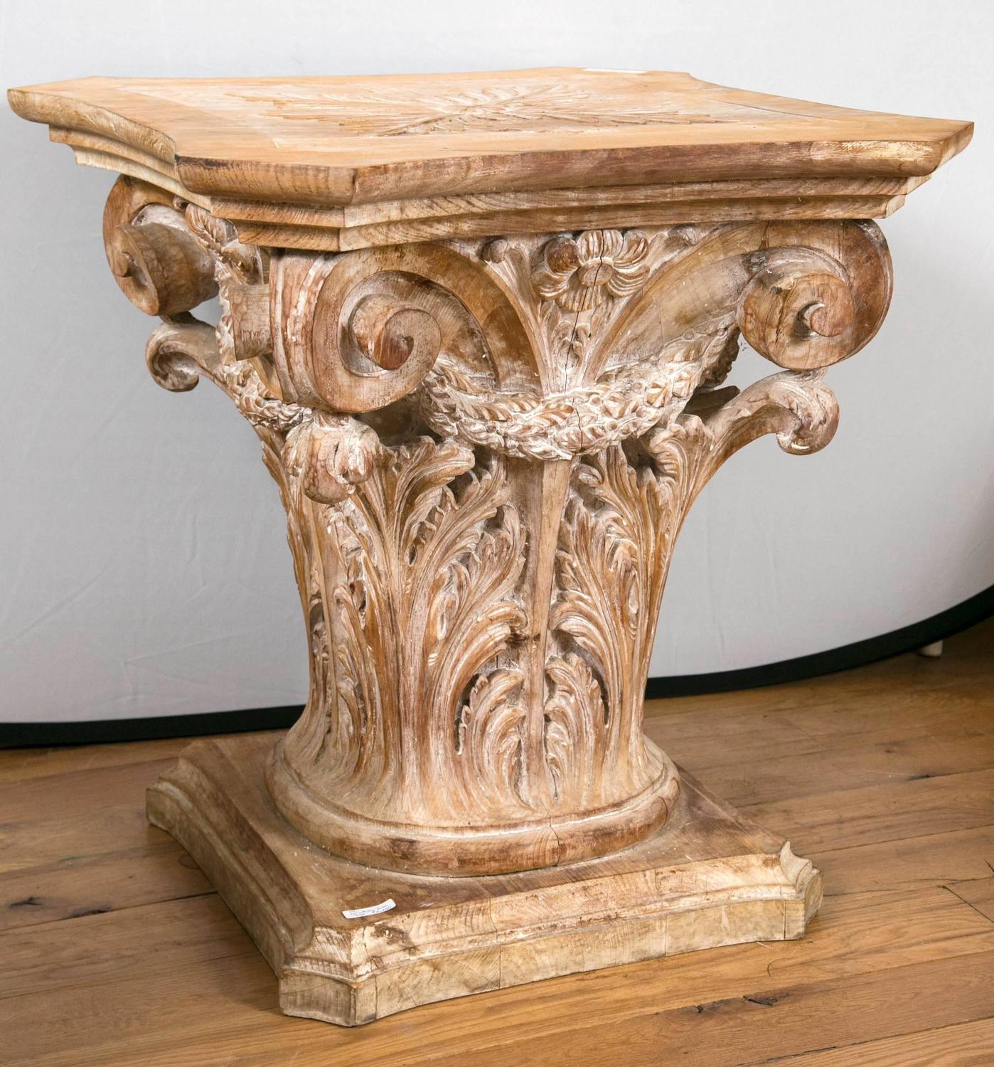 Wooden Corinthian Column Form Table Base at 1stdibs