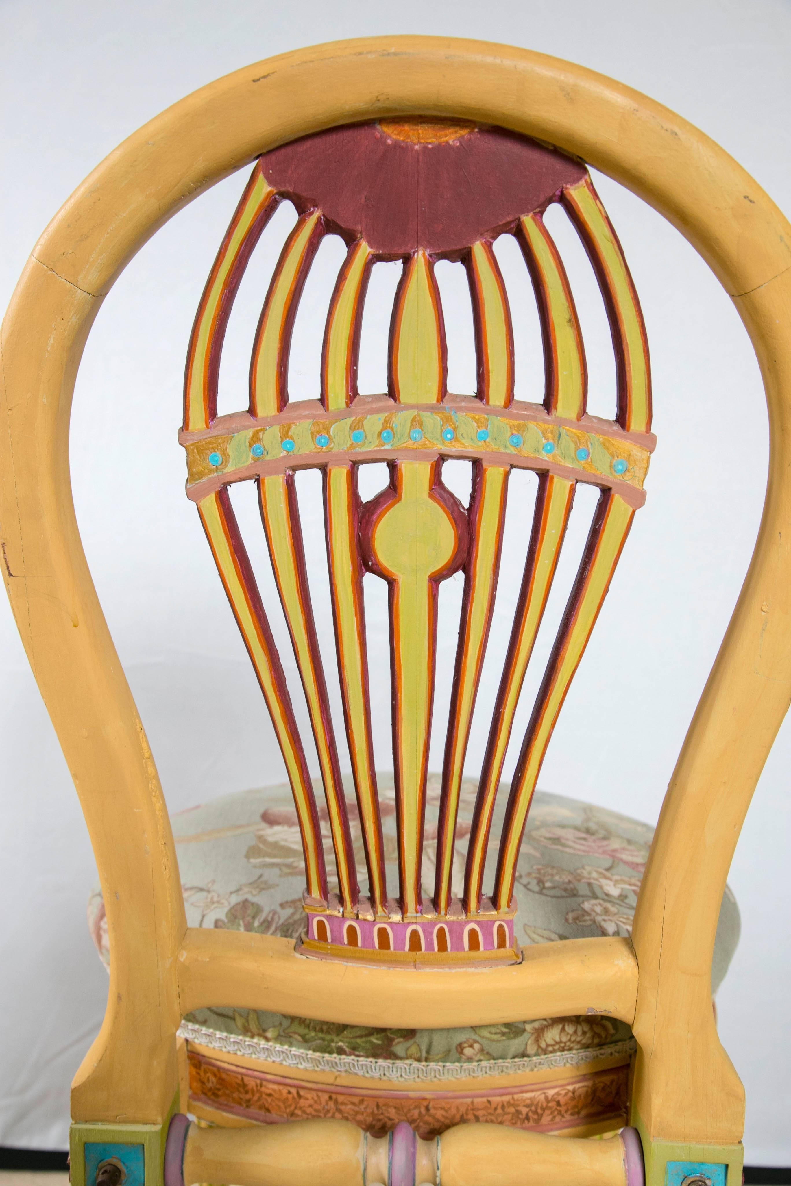 Set of Eight Paint Decorated Balloon Back Chairs 3
