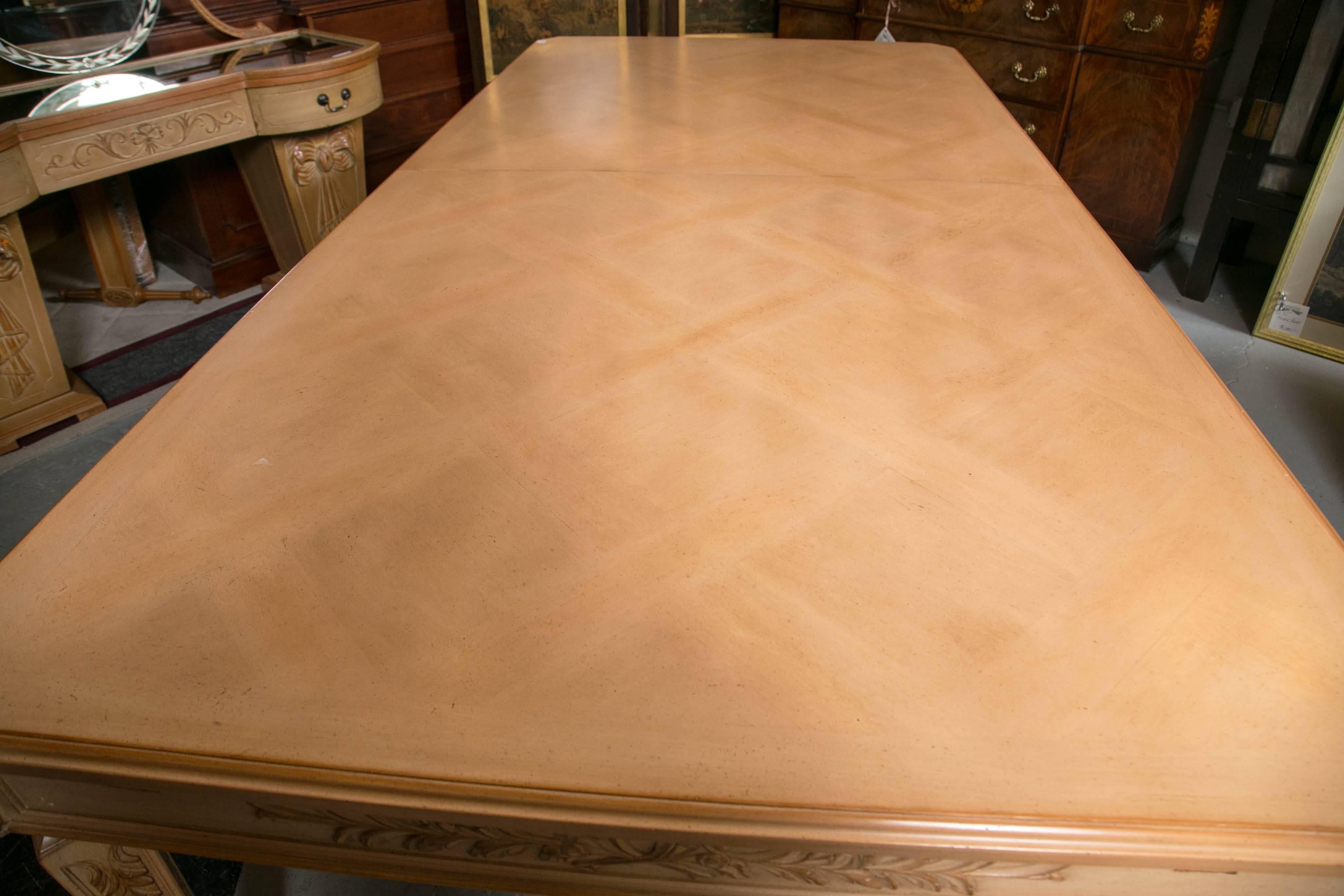American Monumental Louis XVI Style Blonde Wood Dining Table