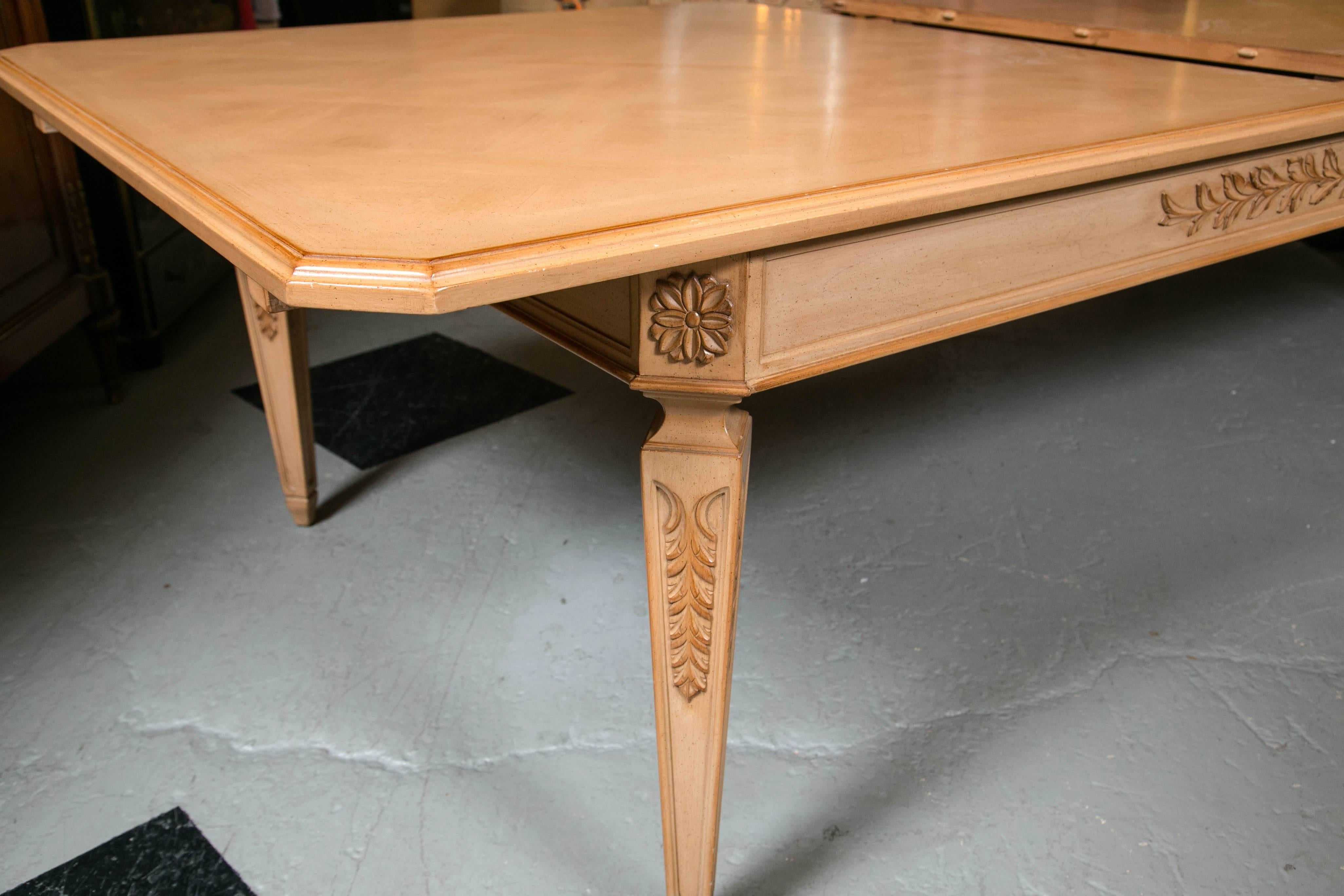 Mid-20th Century Monumental Louis XVI Style Blonde Wood Dining Table