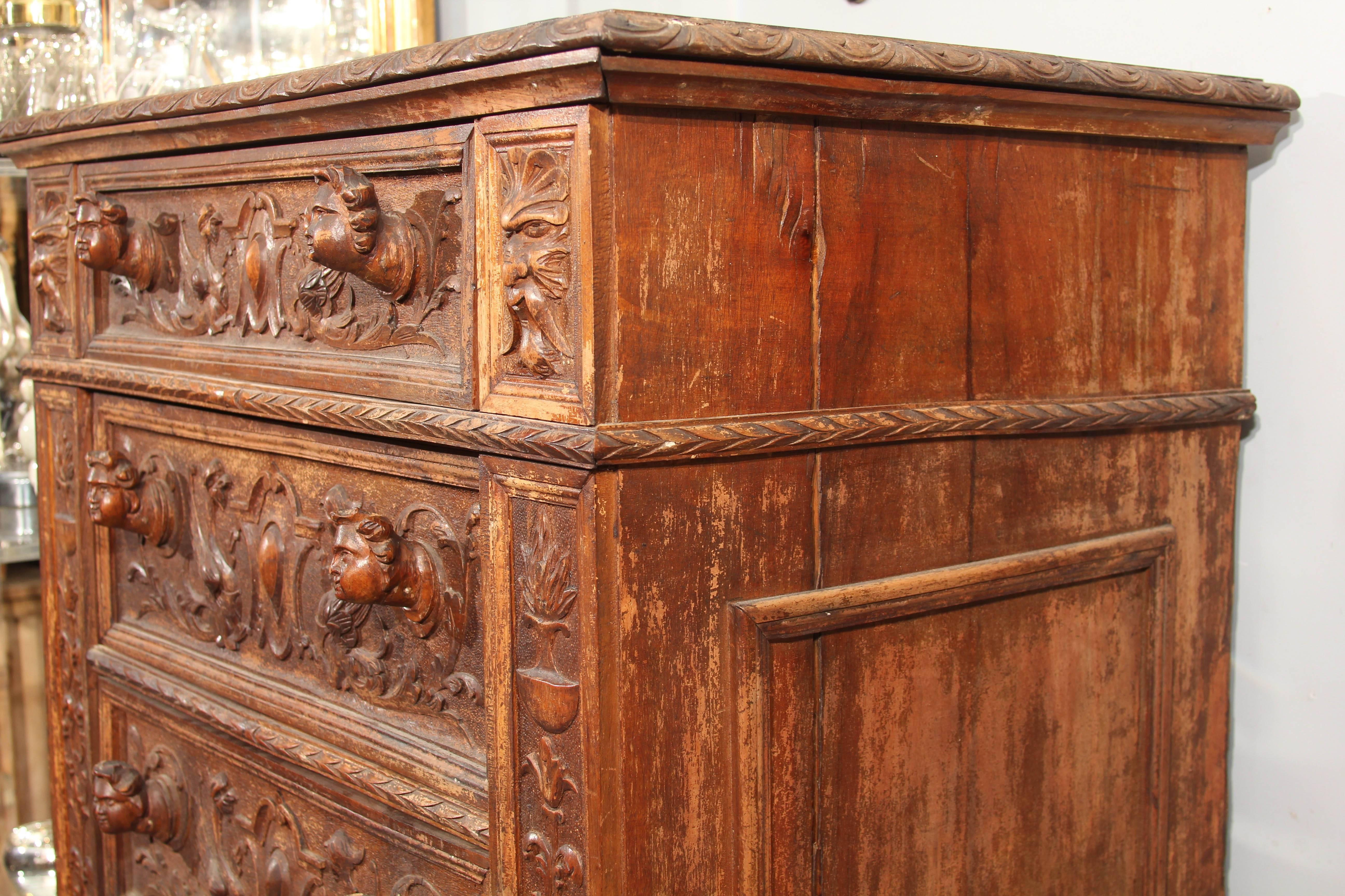 Hand-Carved Highboy or Chest For Sale 4