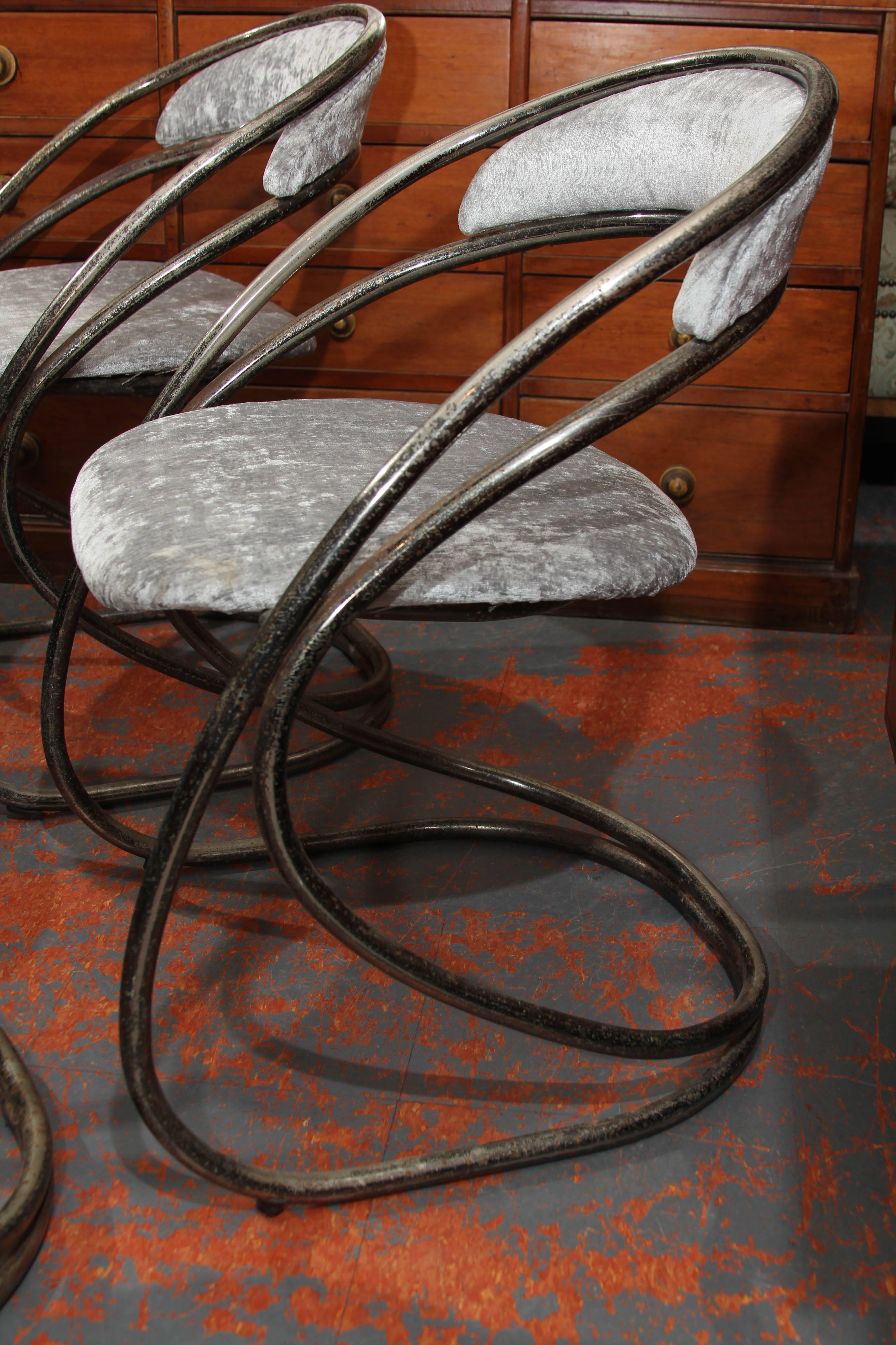 Set of Four French Casino Chairs In Distressed Condition For Sale In Seattle, WA