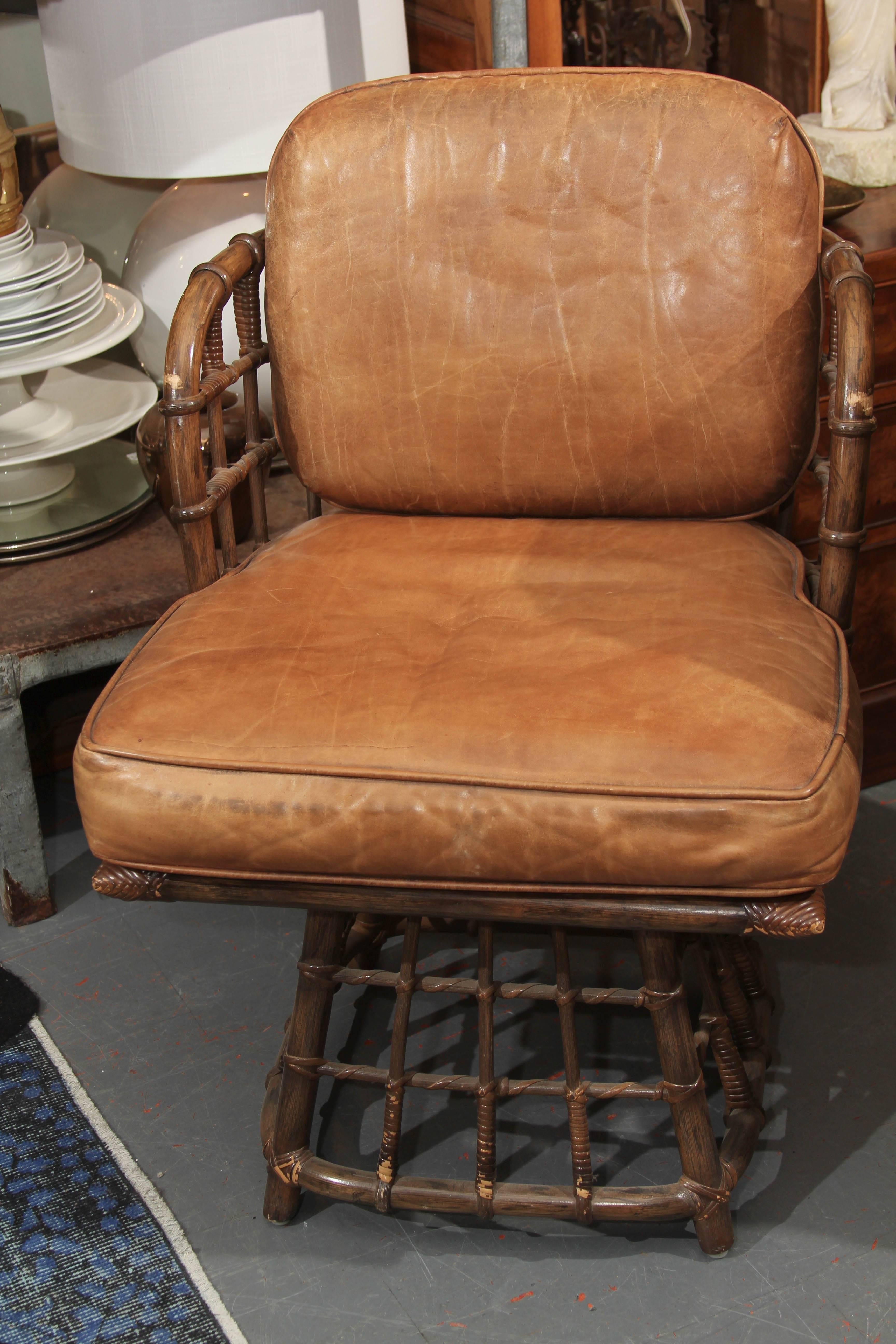 Pair of Maguire Swivel Chairs In Good Condition In Seattle, WA