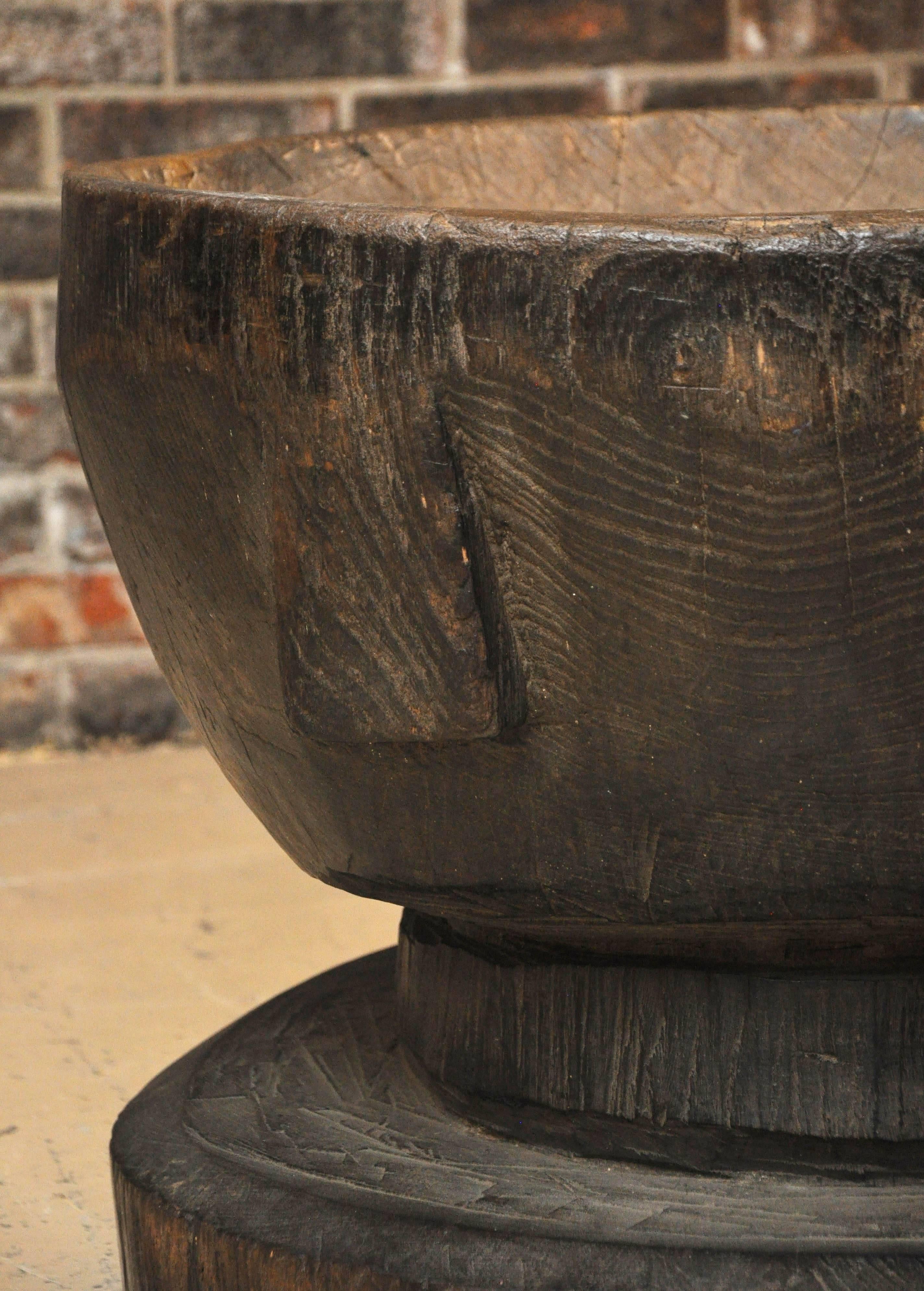 Late 19th or Early 20th Century Large Japanese Usu 'Wood Mortar' 2