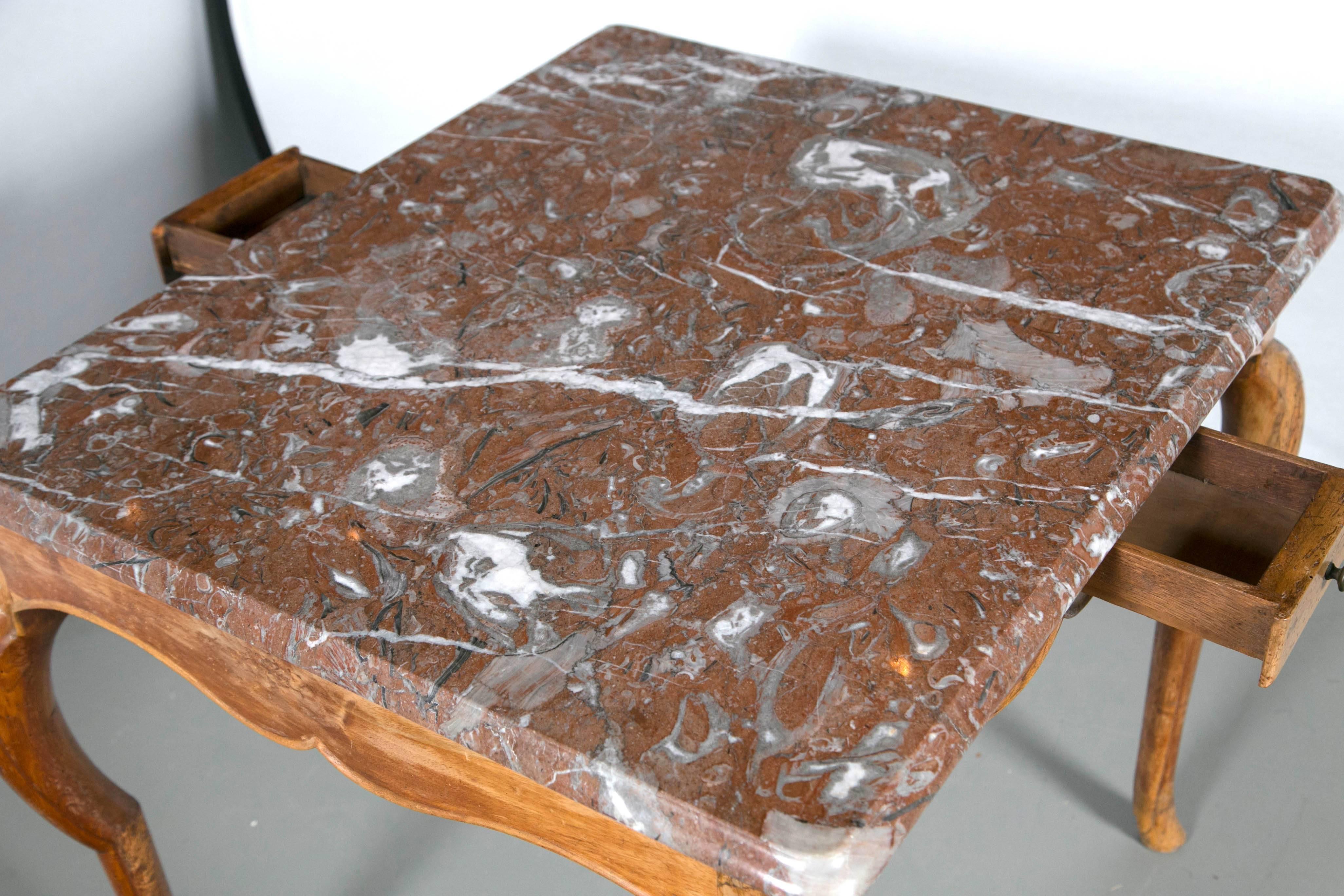 Marble-Top French Style Card Table For Sale 3