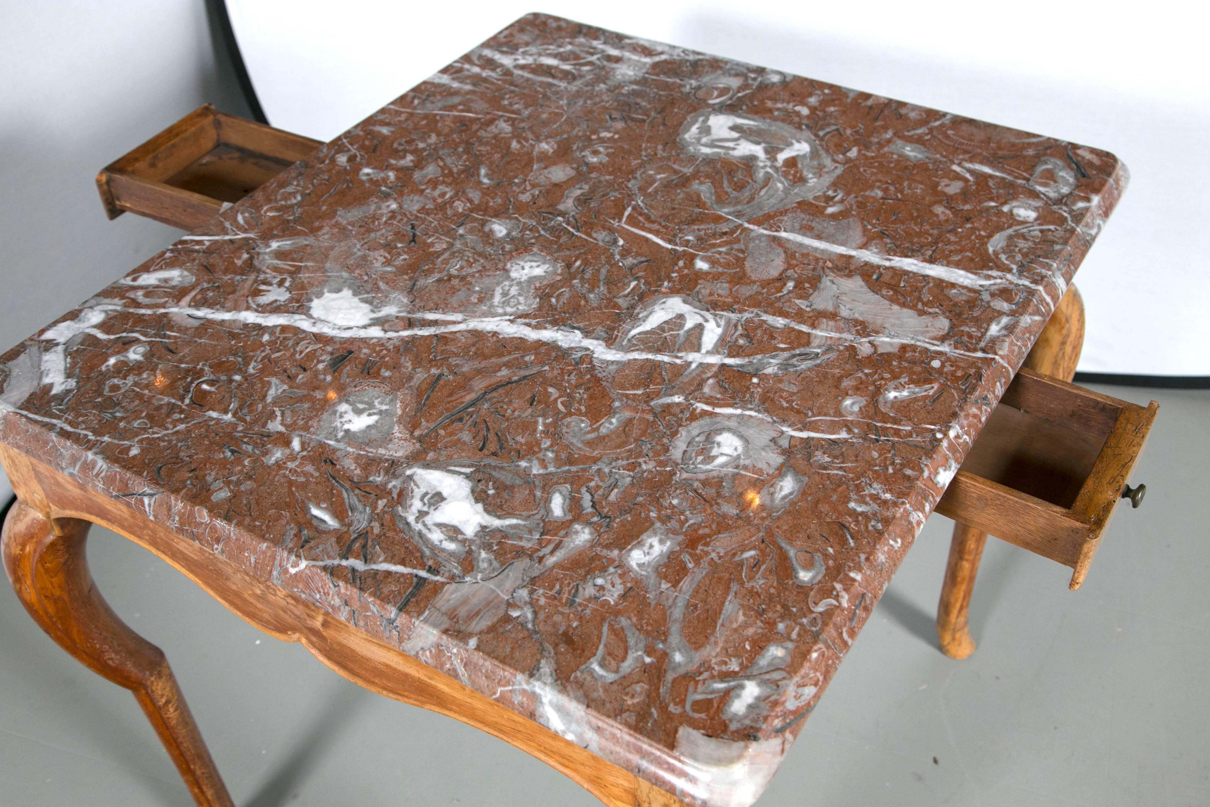 Marble-Top French Style Card Table For Sale 4
