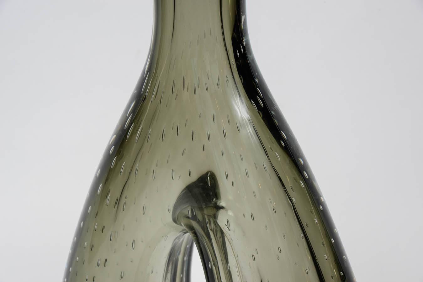 Late 20th Century Pair of Smoked Murano Glass Vases Attributed to Venini