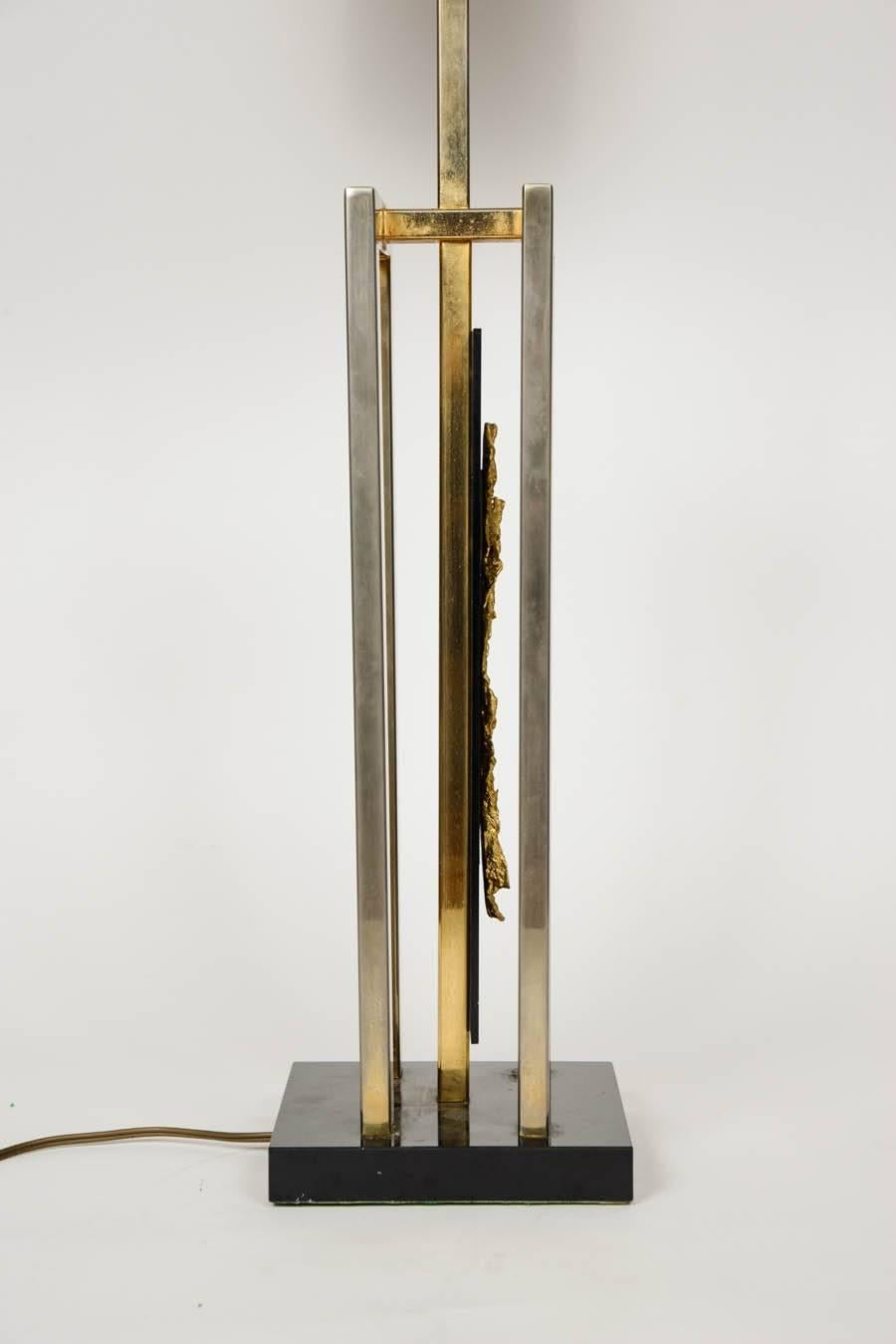 French Beautiful Brass, Bronze and Black Plexiglass Desk Lamp