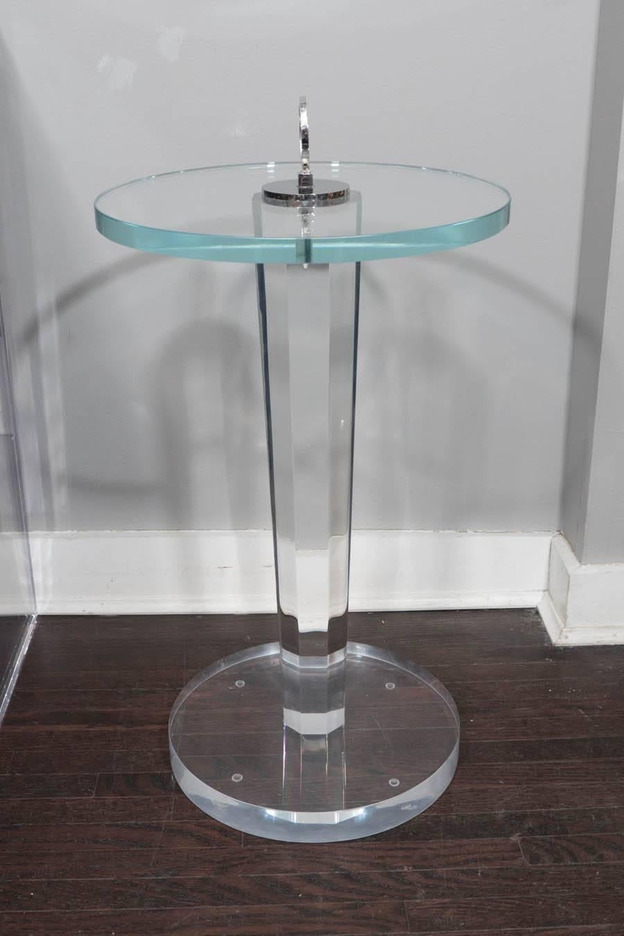 Lucite and Glass Occasional Table with Nickel Hardware In New Condition For Sale In New York, NY