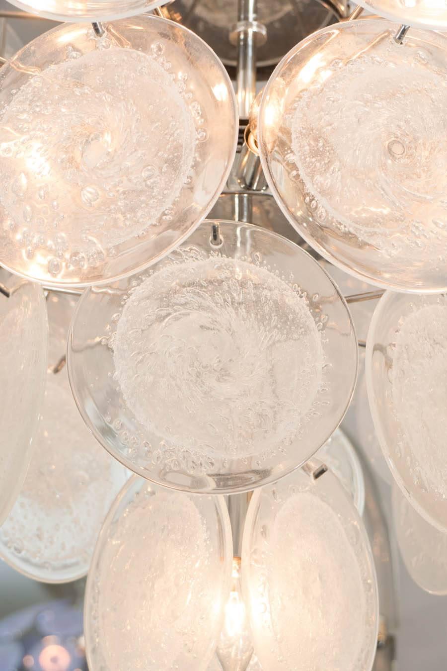 Clear Pulegoso Disc Chandelier In Excellent Condition In New York, NY