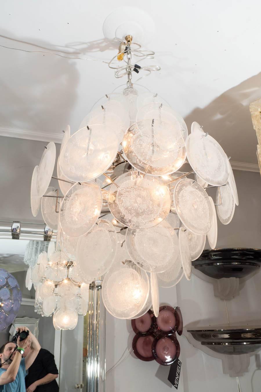 Contemporary Clear Pulegoso Disc Chandelier