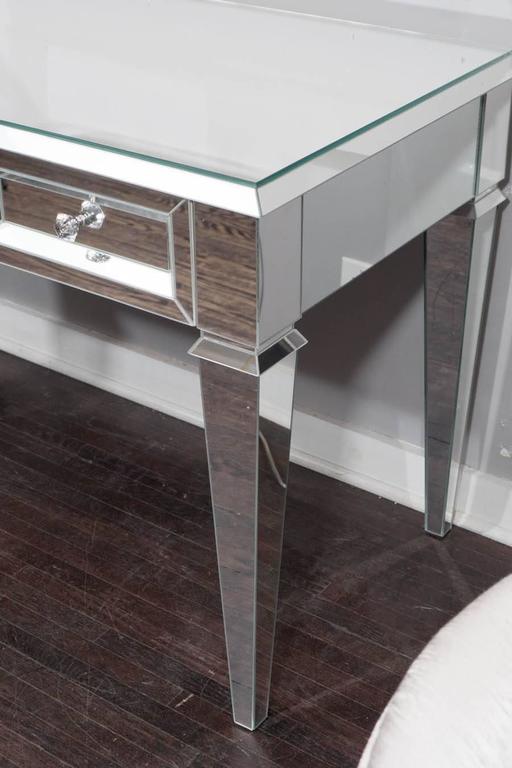 Custom Beveled Starphire Mirror Desk For Sale at 1stdibs