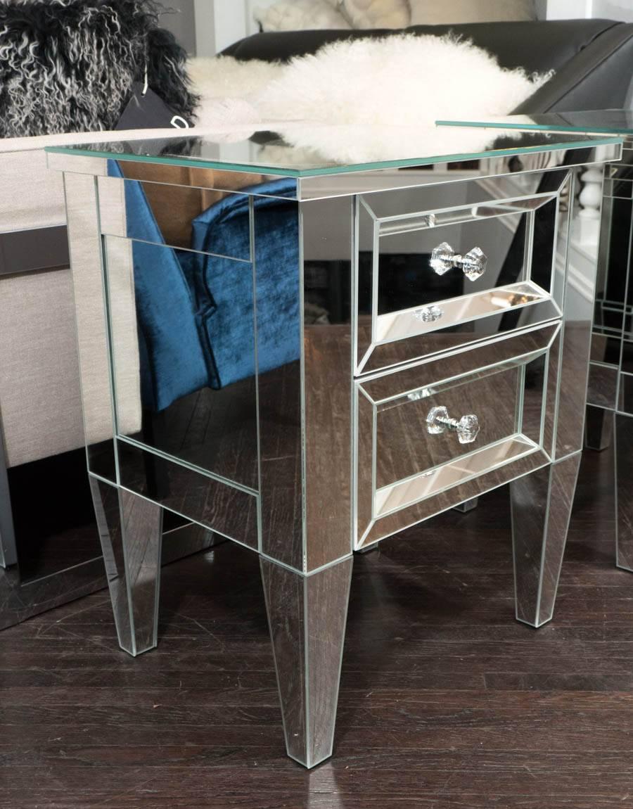 Custom Two-Drawer Mirrored Commode For Sale 1
