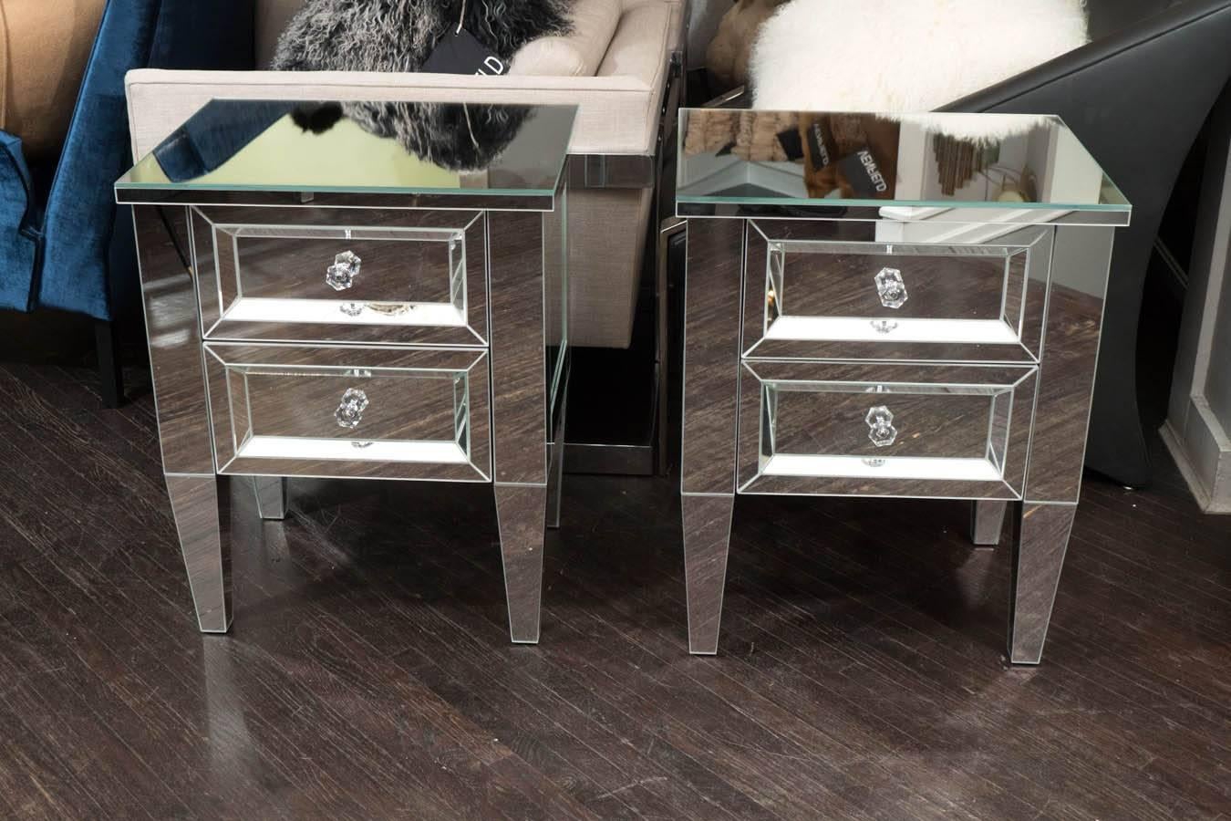 Custom Two-Drawer Mirrored Commode For Sale 4