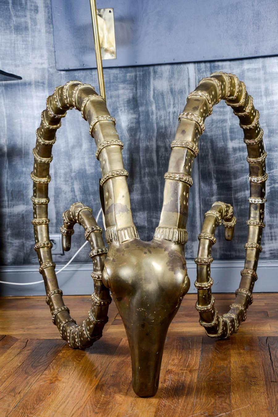Pair of beautifully sculpted brass gazelle horns, Maison Honoré.