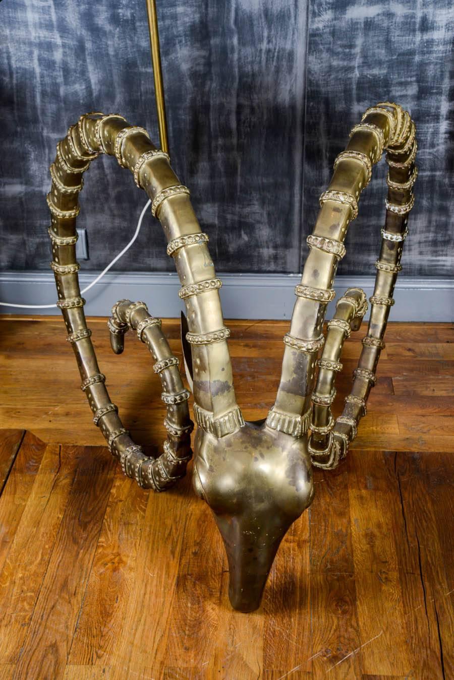 Modern Pair of Brass Gazelle Horn Sculptures