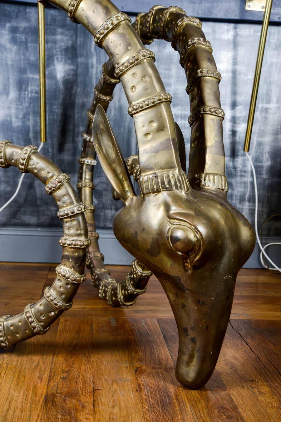 French Pair of Brass Gazelle Horn Sculptures