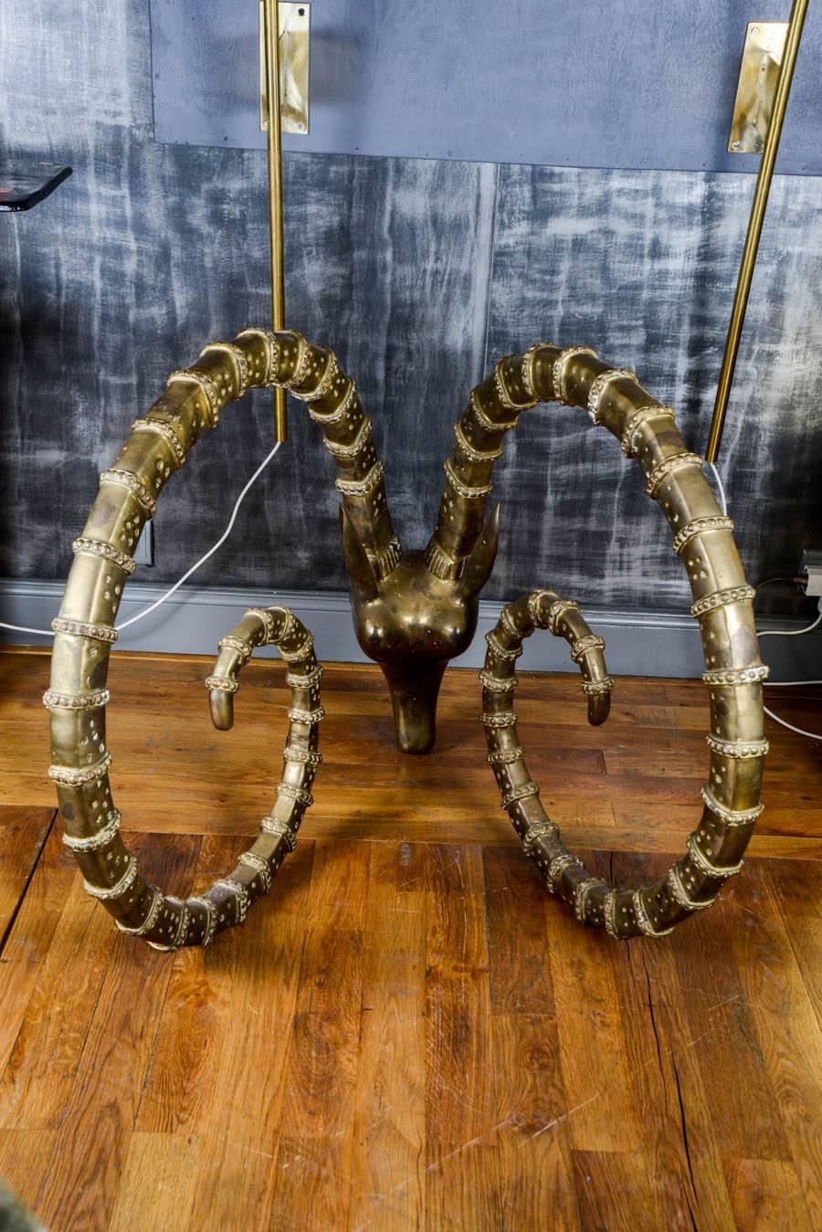 Pair of Brass Gazelle Horn Sculptures 1