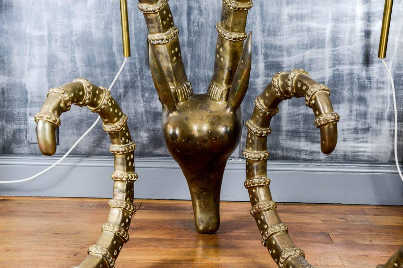 Pair of Brass Gazelle Horn Sculptures 2