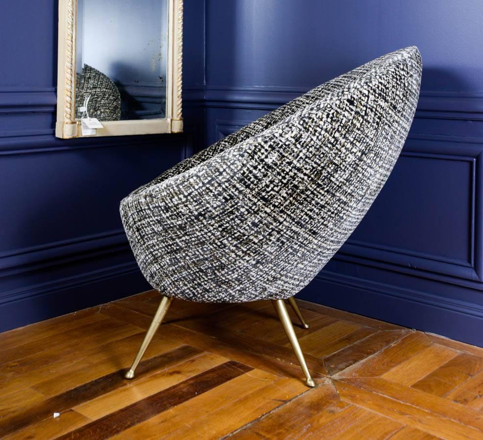 Italian Pair of Egg-Shape Armchairs