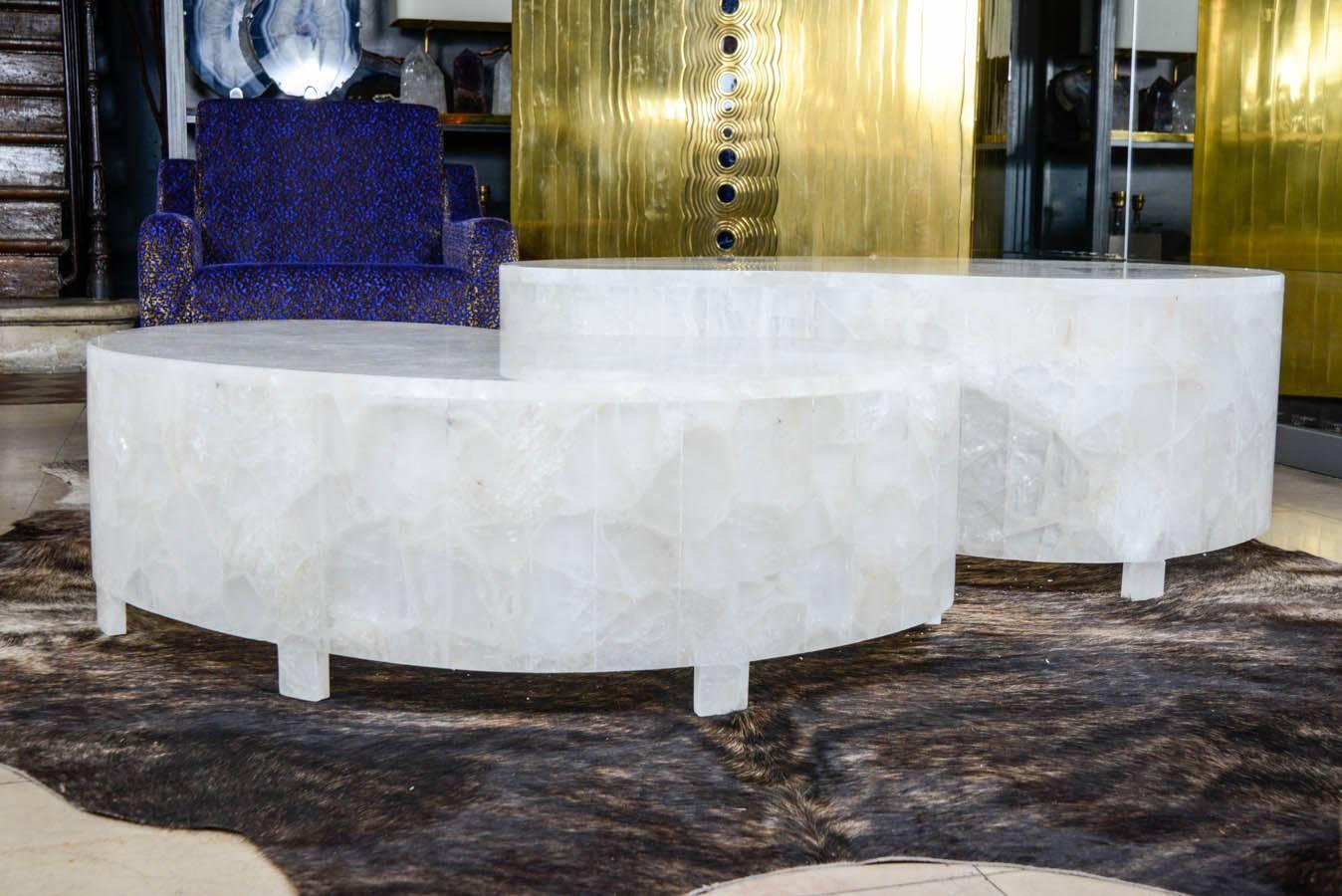 Modern Pair of Rock Crystal Low Tables For Sale