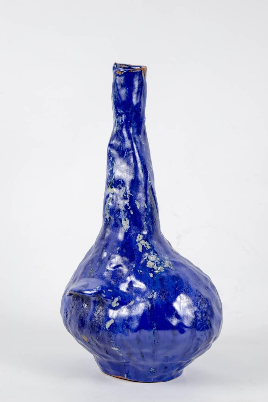 Mid-Century Modern Marcello Fantoni Beautiful Blue Ceramic Vase, circa 1950