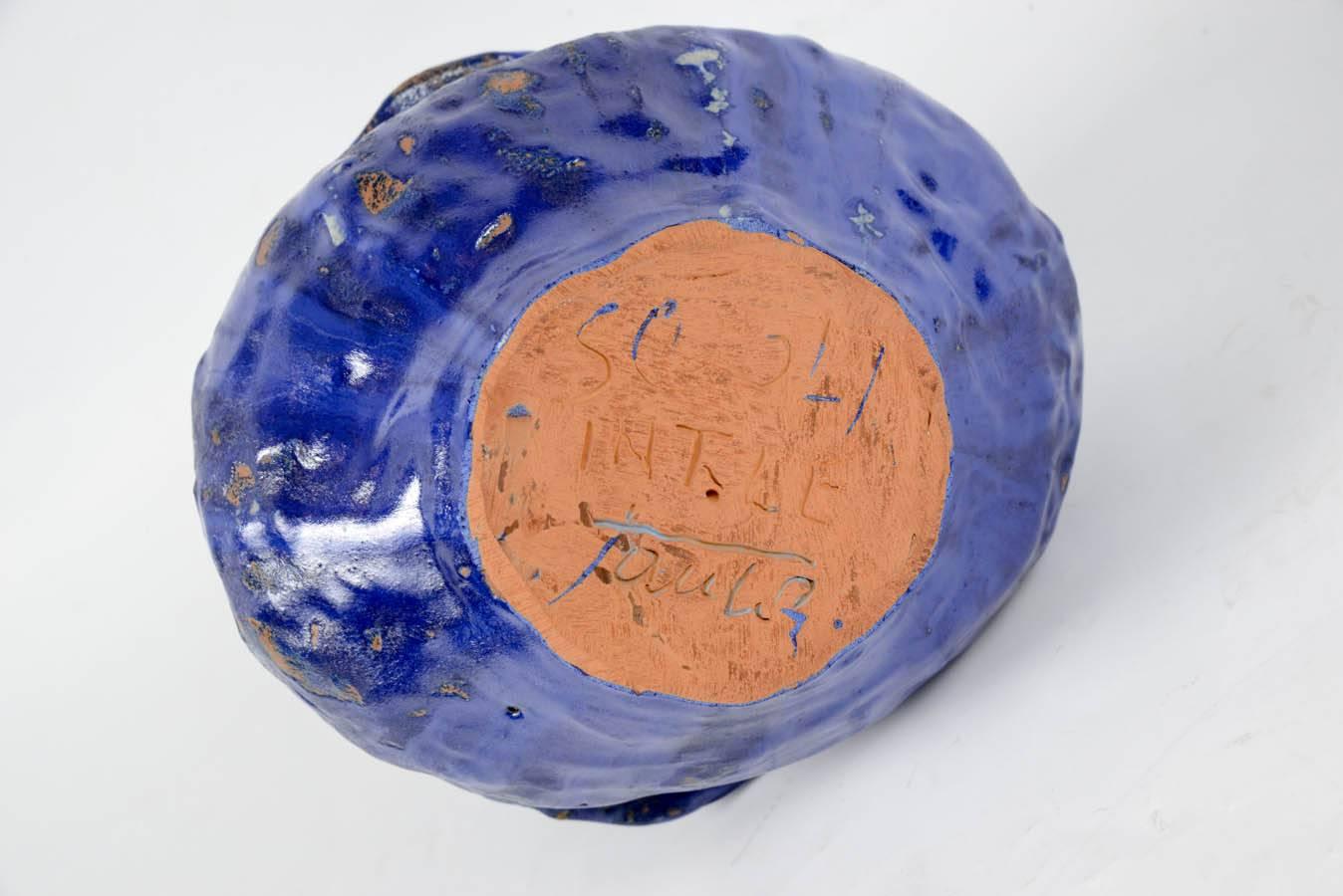 Marcello Fantoni Beautiful Blue Ceramic Vase, circa 1950 In Excellent Condition In Saint-Ouen, FR
