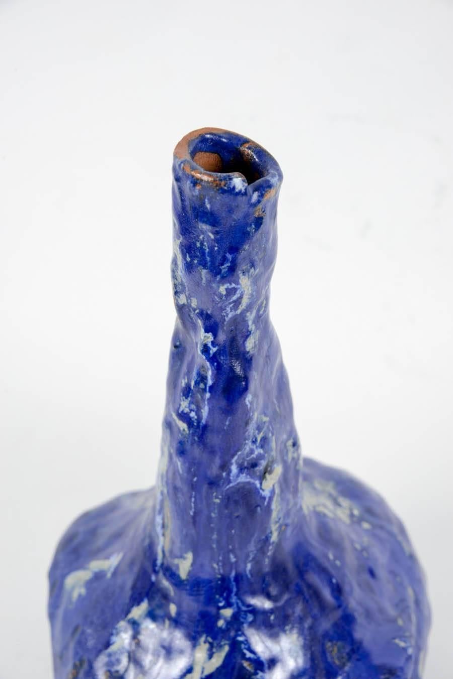 Mid-20th Century Marcello Fantoni Beautiful Blue Ceramic Vase, circa 1950