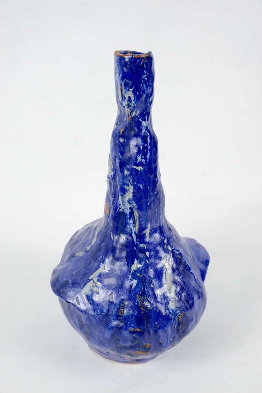 Marcello Fantoni Beautiful Blue Ceramic Vase, circa 1950 1