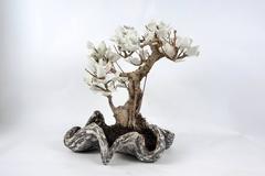 Tree Made Up of Natural Plant and Leaves in White Ceramic